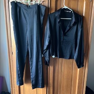 La Vie En Rose Black Pajama Set